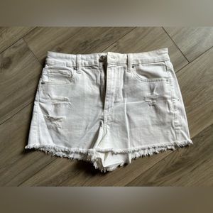 AMERICAN EAGLE WHITE DESTROYED DENIM SHORTS, SZ 8